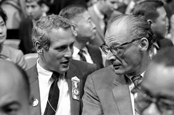 Arthur Miller e Paul Newman ad una Convention Nazionale del Partito Democratico.